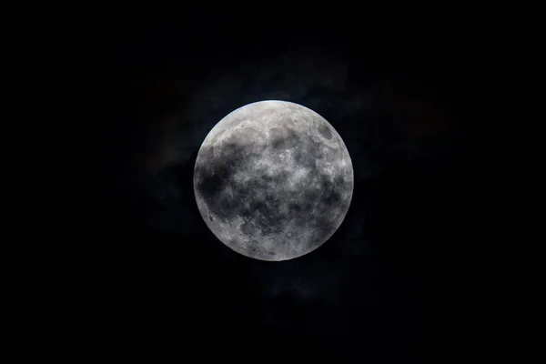 Glødende Fullmåne Mørk Himmel – stockfoto