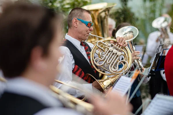 Horn Player Orchestra Bea Expo Bern Switzerland — Stock Photo, Image