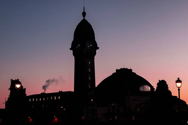 Silhouette Gare Limoges Night — Stock Photo, Image