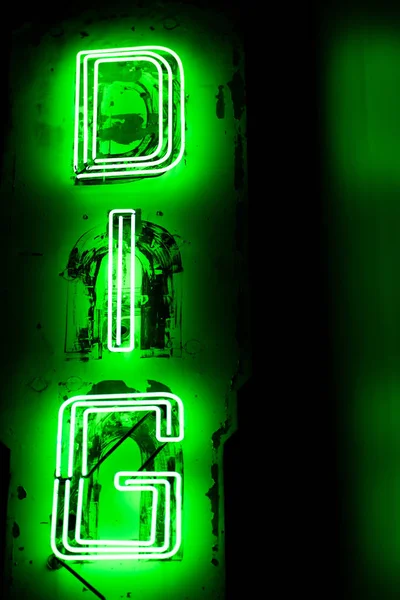 Green Land Neon Sign Shining Bright Los Angeles — Stock Photo, Image