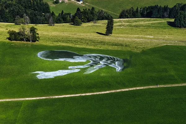 Beautiful Graffiti Boy Green Grass Golf Course — Stock Photo, Image