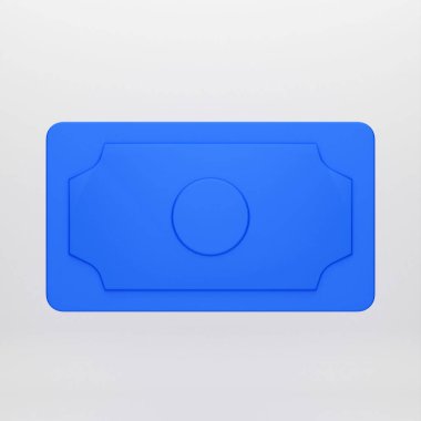 Beyaz arka planda mavi bir banknotun üç boyutlu bir çizimi