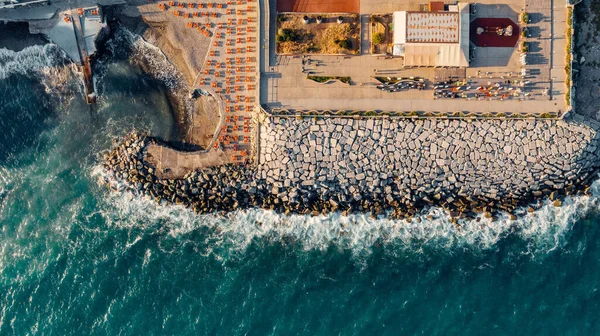 Luftutsikt Över Kusten Ligurien Strand Quarto Dei Mille Genova Italien — Stockfoto