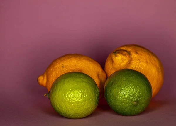 Citroen Limoen Verschillende Kleuren — Stockfoto
