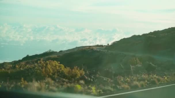 Maui Hawaii Deki Haleakala Dağı Nda Araba Sürüyorum Arabanın Camından — Stok video