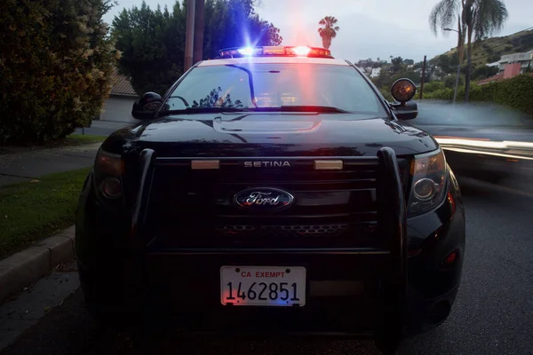 Close Front View Los Angeles Police Car Flashing Light Bar —  Fotos de Stock