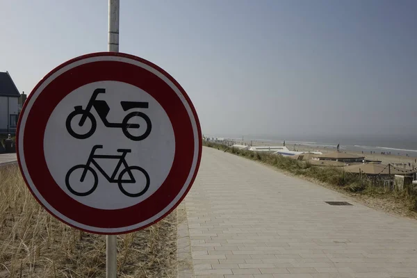 March 2022 Zandvoort North Holland Netherlands Traffic Sign Trespassing Bikes — Stock Photo, Image