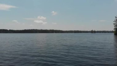 Ormanın ortasındaki gölün havadan görünüşü.