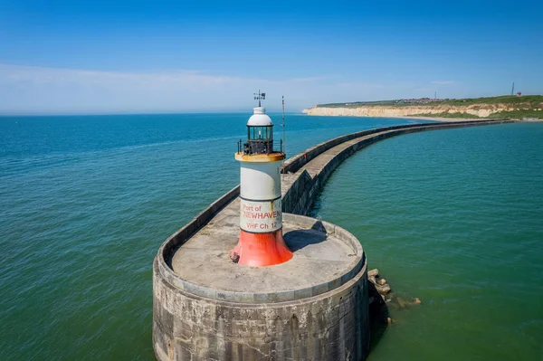 Aerial View Newhaven Breakwater Lighthouse — Stock Photo, Image