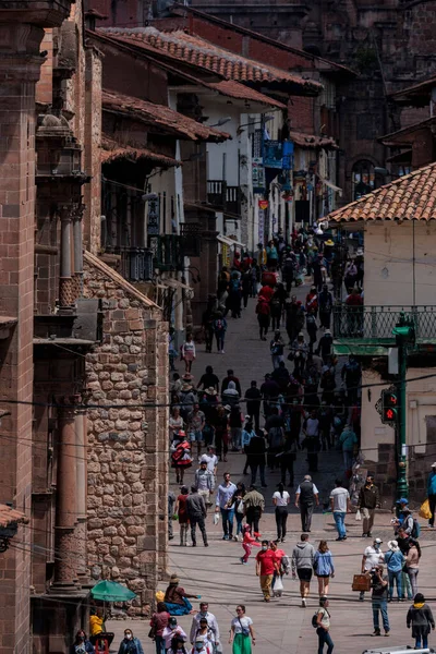 Crowd Street Cusco Peru — Photo