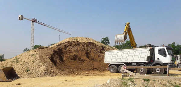 Crane Excavator Construction Site — Foto de Stock