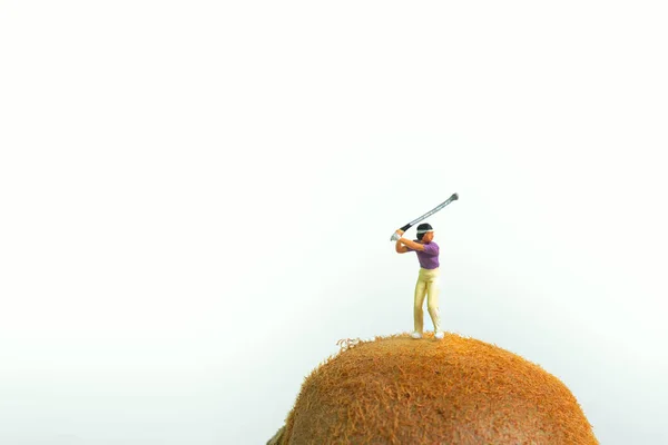 Golfista Quivi Isolado Fundo Branco Conceito Entrar Forma Através Alimentos — Fotografia de Stock