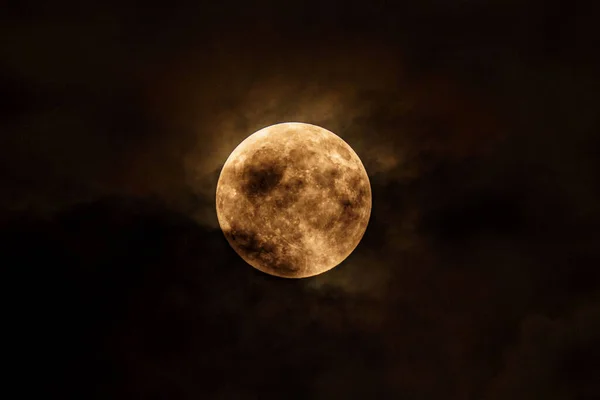 Glowing Full Moon Dark Sky — Stock Photo, Image