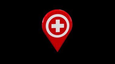 Hastanenin sembolü olan harita işaretleyici.