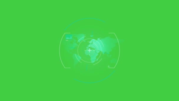 Видеозапись Фокуса Камеры Картой Мира Зеленом Фоне Экрана — стоковое видео
