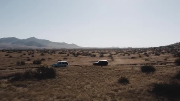 Una Hermosa Vista Los Coches Desierto Luz Del Día — Vídeo de stock