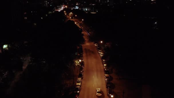 Aerial View Illuminated Road Night — ストック動画