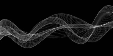 Beautiful Dark Abstract Black And White Grid Wave Design