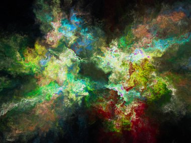 Soyut arkaplan illüstrasyonuna bir göz atın, modern hipster fraktal alev grafiği. Renkli sürreal poster, afiş