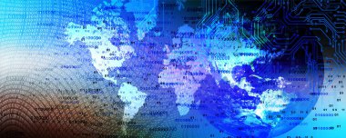 Teknoloji web küresi geçmişi. Sanal konsept. dünya ağ teknolojisi iletişim arkaplanı.