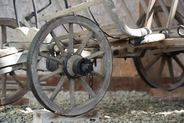 Closeup Shot Wooden Wheels Old Peasant Cart Balkans — Fotografia de Stock