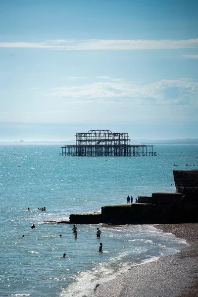 Brighton Beach Brighton West Pier Summer Time — Foto Stock