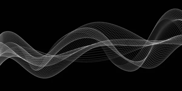 Beautiful Dark Abstract Black White Grid Wave Design — Fotografia de Stock
