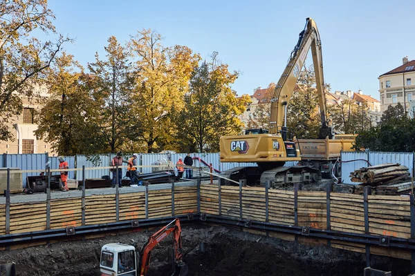 Excavator Working Construction Site — Stok fotoğraf
