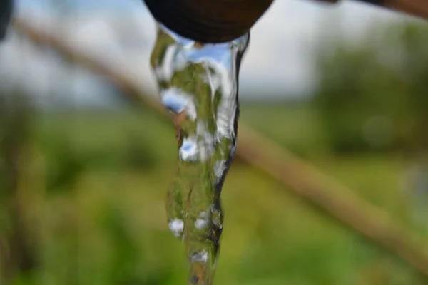 水花在模糊的绿色背景上的特写镜头 — 图库照片