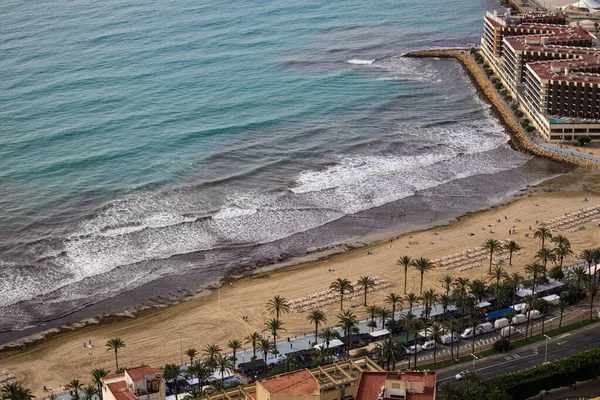Aerial View Beautiful Sandy Beach Alicante Spain — Zdjęcie stockowe