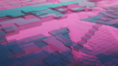 Canlı gelecekçi arka plan siber uzay veri engelleme koridoru, şeffaf soyut basit minimalizm tüneli - pürüzsüz döngü