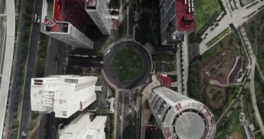 An aerial  top view of the Mexico city with tall skyscrapers