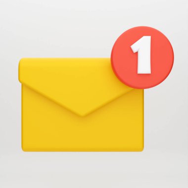 A 3D illustration of a yellow message icon on a white background