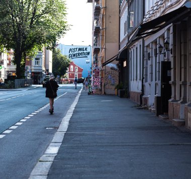 Cyclist in  centrum of Oslo Norway