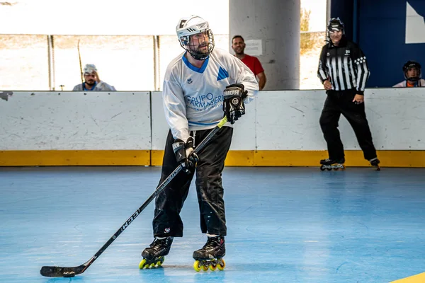 Afslag Tussen Tweede Derde Inline Hockeydivisie Tussen Rendier Wolvenploegen Baan — Stockfoto