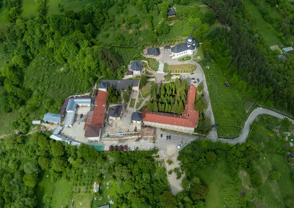 Monastero Pangarati Dalla Contea Neamt Romania Vista Aerea Estate — Foto Stock