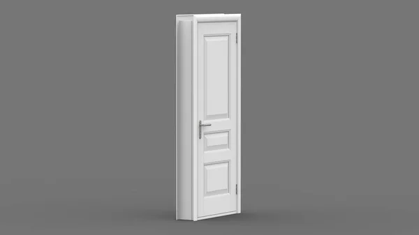 Creative White Door Illustration Open Closed Door Render Entrance Realistic — Stock Photo, Image