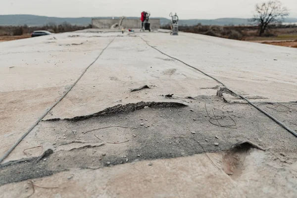 Closeup Shot Concrete Laying Process — Photo