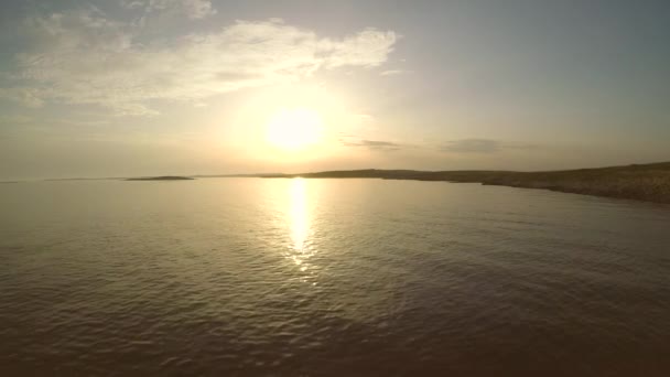 Aerial View Sunrise Beautiful Sea Calm Waves — Vídeos de Stock