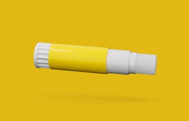 An open Glue stick isolated on Yellow background