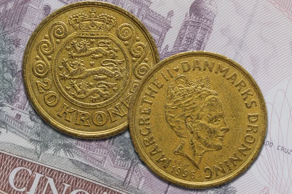 Danska Kronor Mynt Framsidan Och Baksidan Danmarks Färöarnas Och Grönlands — Stockfoto
