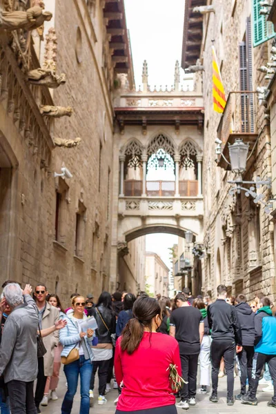Barcelona Spain April 2022 People Sightseeing Gothic Quarter Barcelona Spain — Zdjęcie stockowe