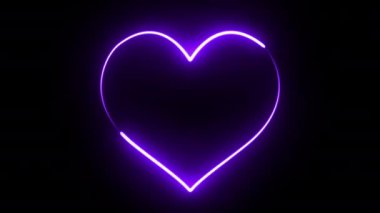 Parlayan kalp ve neon ışığı. Sevgililer Günü konsepti 