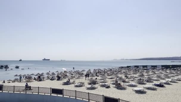 View Seaside Florya Beach Black Sea Turkey Sunny Day — Stockvideo