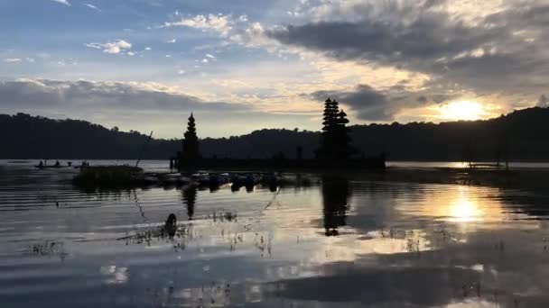 Time Lapse View Lake Water Moving Fast Sunset — Stok video