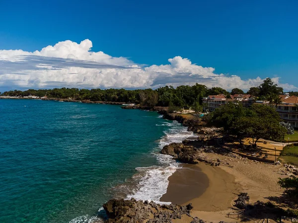 Eine Luftaufnahme Der Playa Sosua Dominikanische Republik Einem Sonnigen Tag — Stockfoto