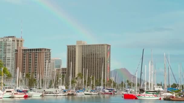 Szivárvány Városban Honolulu Hawaii — Stock videók
