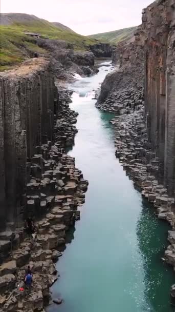 晴れた日にアイスランドのStudlagil Canyonの景色 — ストック動画