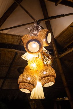 A closeup of a creative lamp in a building