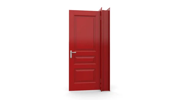 Creative Red Door Illustration Open Closed Door Render Entrance Realistic — Stock Photo, Image